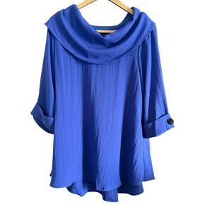 ALI MILES | Royal Purple / Blue Art to Wear Artsy Trapeze Shirt | Extra Large